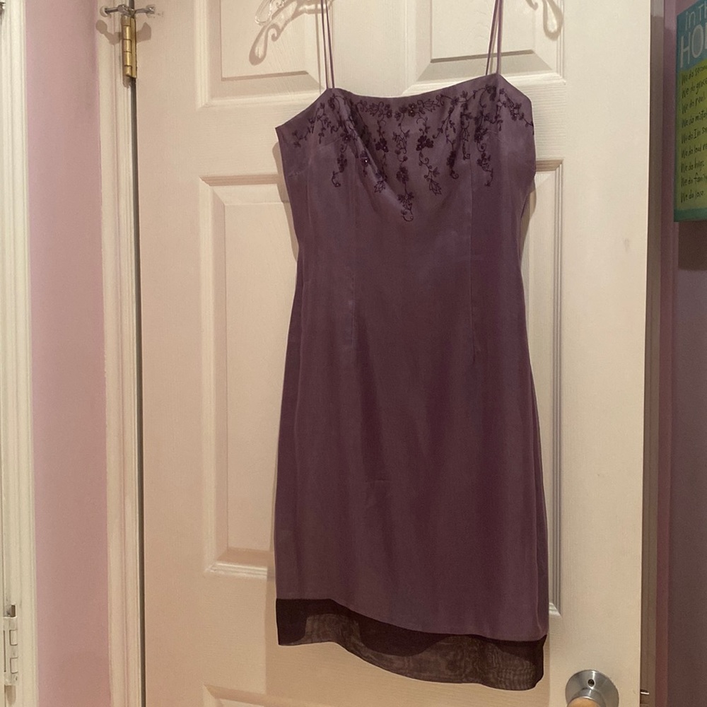 Laundry Purple Dress with rhinestones and lining, Size 8